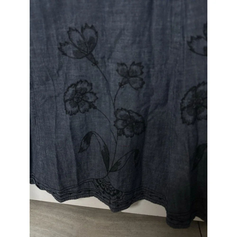 VGC J. Jill Floral Embroidered 100% Cotton A Line Midi Skirt Size 14Petite - Picture 12 of 14